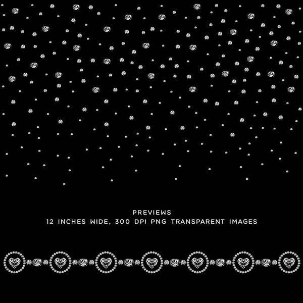 Diamonds Confetti & Borders 02 - Clip Art sparkly gemstone - 12 PNG Transparent Images High Resolution - Instant Download Digital Clipart