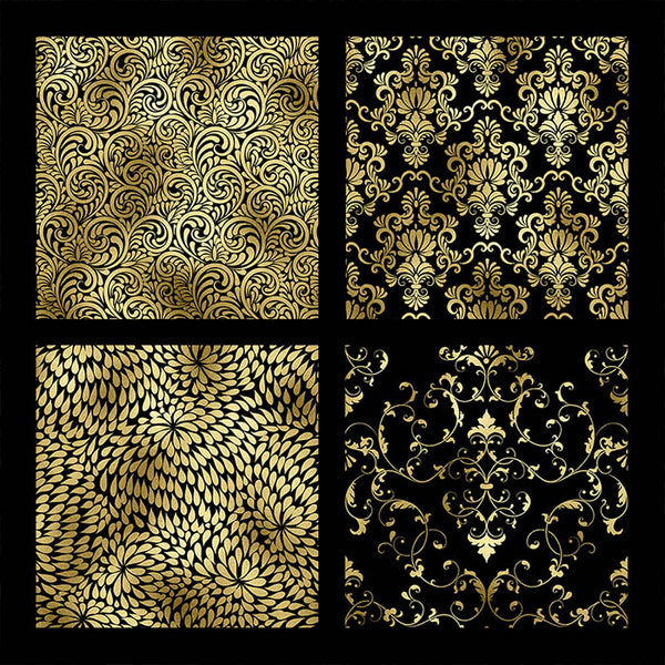 Flower Patterns Gold And Black Vol 1 - 14 High Resolution Images - Instant Download Digital Clip art
