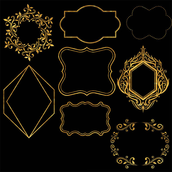 Frames Gold Foil 01 - 16 PNG Transparent Images High Resolution Images - Instant Download Digital Clip art