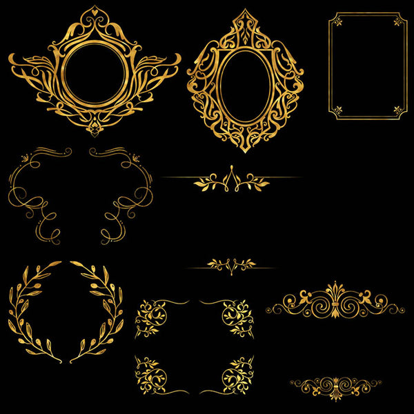 Frames Gold Foil 01 - 16 PNG Transparent Images High Resolution Images - Instant Download Digital Clip art