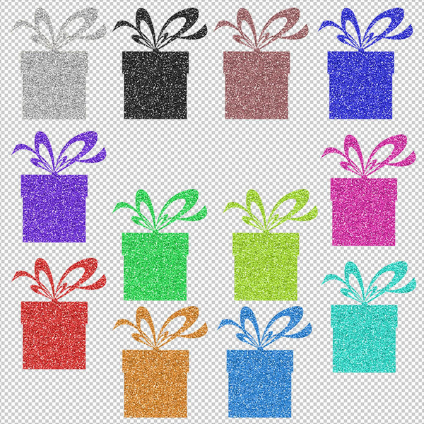 Gift Box Glitter - 14 PNG Transparent Images - Instant Download Digital Clip art