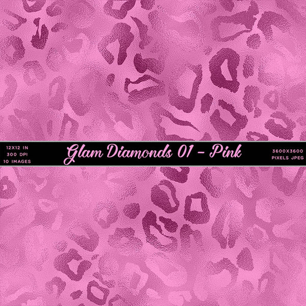 Glam Diamonds 01 Pink Glitter Texture Digital Paper Animal Prints - 10 Images High Resolution - Instant Download Digital Clip art