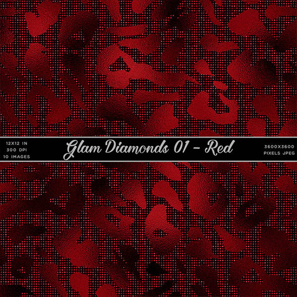 Glam Diamonds 01 Red Glitter Texture Digital Paper Animal Prints - 10 Images High Resolution - Instant Download Digital Clip art