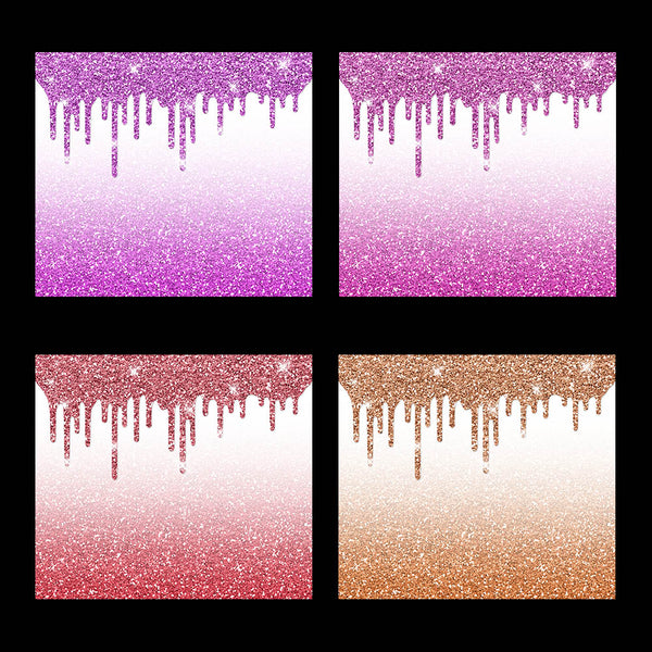 Tumbler Template Design - Glitter Drip Skinny Tumbler Size Seamless Backgrounds - 17 High Resolution Images - Instant Download Digital Clip art