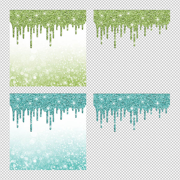 Glitter Drips With Bokeh Backgrounds - Backgrounds and Transparent Overlays - Instant Download Digital Clip art for Invitations Cards Party design Backdrop Scrapbooking Kids Crafts