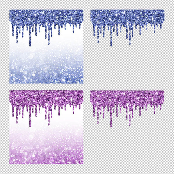 Glitter Drips With Bokeh Backgrounds - Backgrounds and Transparent Overlays - Instant Download Digital Clip art for Invitations Cards Party design Backdrop Scrapbooking Kids Crafts