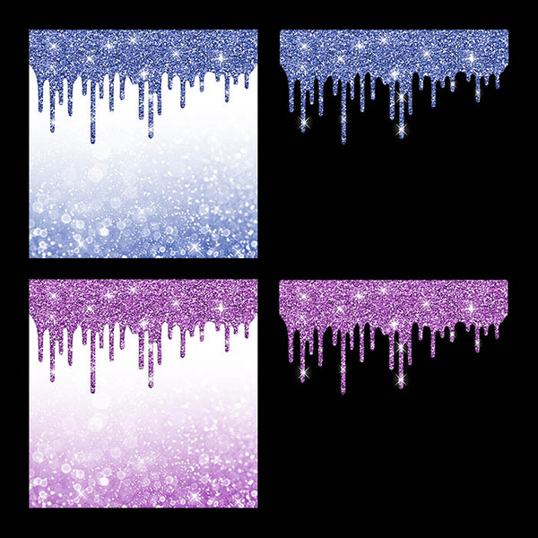 Glitter Drips With Bokeh Backgrounds - Backgrounds and Transparent Overlays - Instant Download Digital Clip art for Invitations Cards Party design Backdrop Scrapbooking Kids Crafts