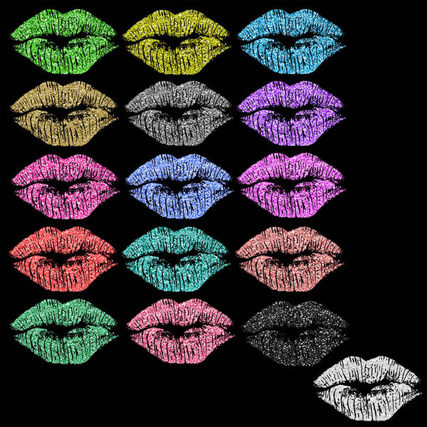 Glittery Sparkly Glitter Lips - 16 Different Colors PNG Transparent Images - Instant Download Digital Clip art