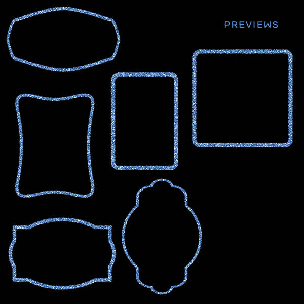 Glittery Frames 1 Blue Sparkly Glitter - 14 PNG Transparent Images High Resolution - Instant Download Digital Clip art