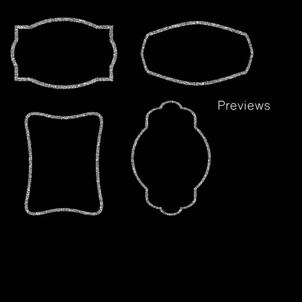 Glittery Frames 1 Silver - 14 PNG Transparent Images - Instant Download Digital Clip art