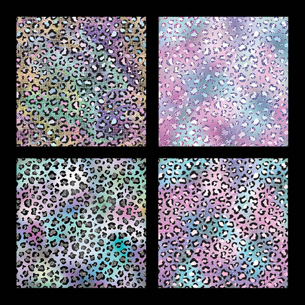 Leopard Backgrounds Iridescent Colorful Patterns - 14 High Resolution JPG Images - Instant Download Digital Clip art