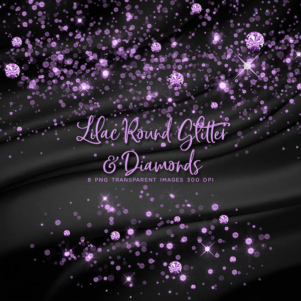 Lilac Round Glitter Dust & Diamonds 01 - sparkly 8 PNG Transparent Overlays High Resolution - Instant Download Digital Clip art