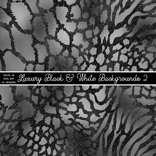 Luxury Black & White 02 Glitter Backgrounds - 14 High Resolution Images - Instant Download Digital Clip art