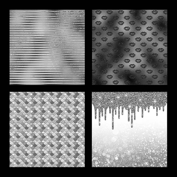 Luxury Black & White 02 Glitter Backgrounds - 14 High Resolution Images - Instant Download Digital Clip art