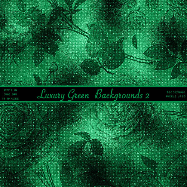 Luxury Green 02 Glitter Backgrounds - 14 High Resolution Images - Instant Download Digital Clip art