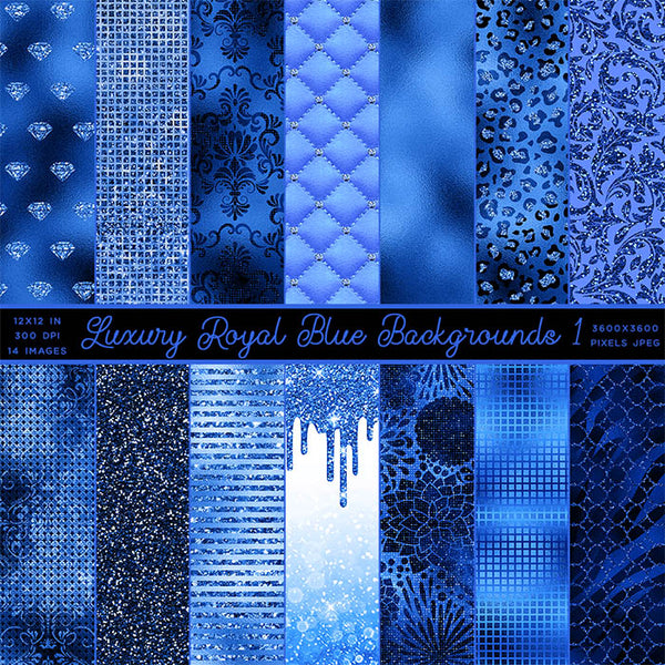 Luxury Royal Blue 01 Glitter Bokeh Backgrounds - 14 High Resolution Images - Instant Download Digital Clip art