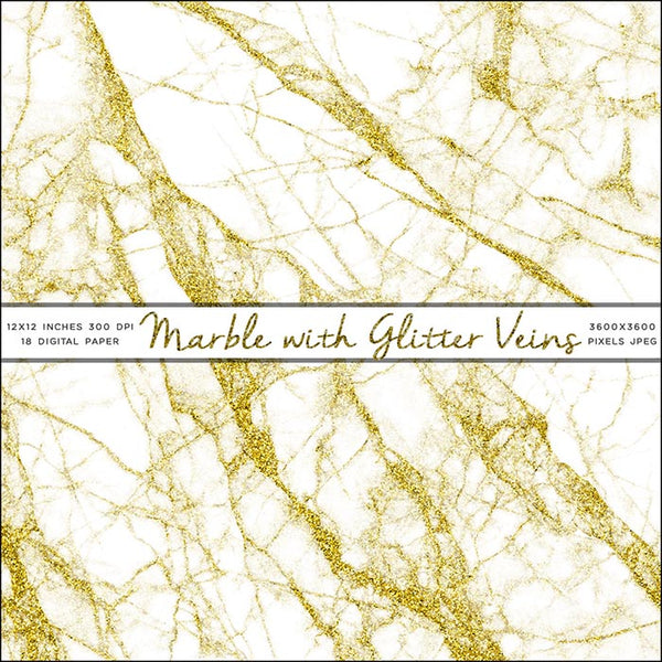 Marble with Glitter Veins - 18 Different Colors Backgrounds Instant Download Digital Clip art