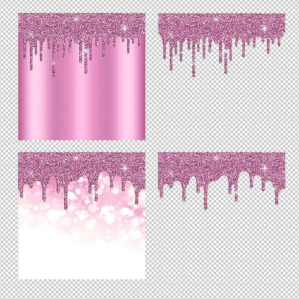 Pink And Glitter Drips - Backgrounds and Transparent Overlays - Instant Download Digital Clip art for Invitations Cards Party design Backdrop Scrapbooking Kids Crafts