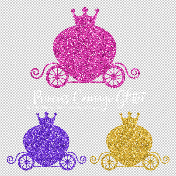 Princess Carriage Glitter Texture - 16 Different Colors PNG Transparent Images - Instant Download Digital Clip art