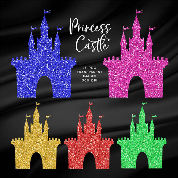 Princess Castle Glitter Texture - 16 Different Colors PNG Transparent Images - Instant Download Digital Clip art