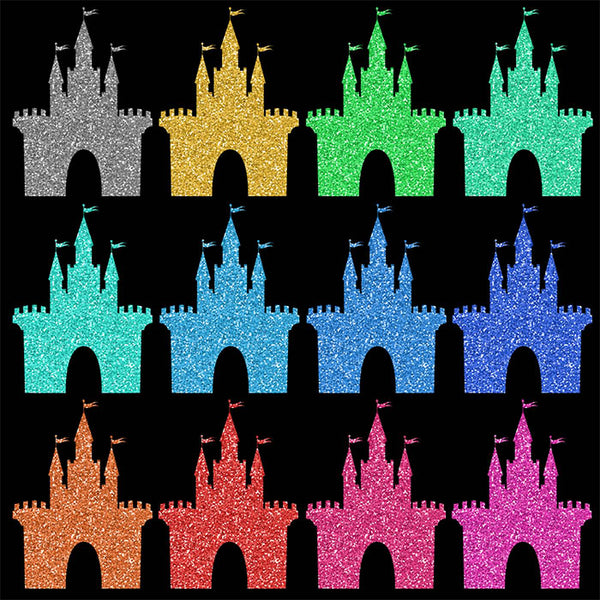 Princess Castle Glitter Texture - 16 Different Colors PNG Transparent Images - Instant Download Digital Clip art