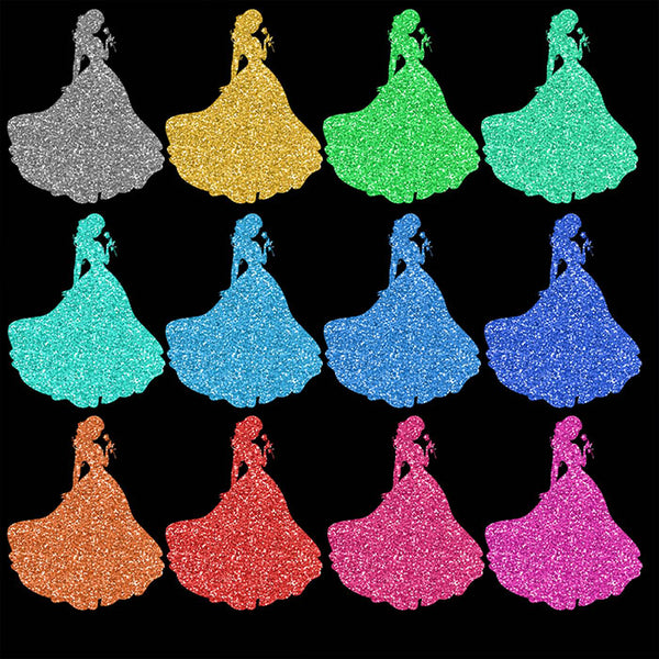 Princess With A Rose Glitter Texture - 16 Different Colors PNG Transparent Images - Instant Download Digital Clip art