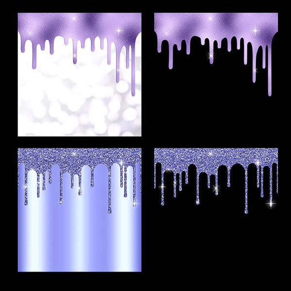 Purple Glitter Drips - Backgrounds and Transparent Overlays - Instant Download Digital Clip art for Invitations Cards Party design Backdrop Scrapbooking Kids Crafts