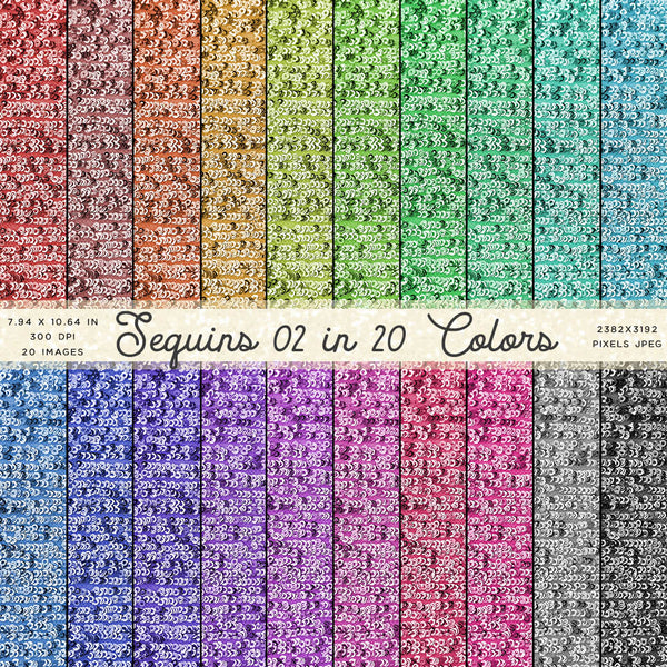 Sequins Group 02 in 20 Different Colors Digital Paper for Text, Objects, Backgrounds - Instant Download Digital Clip art