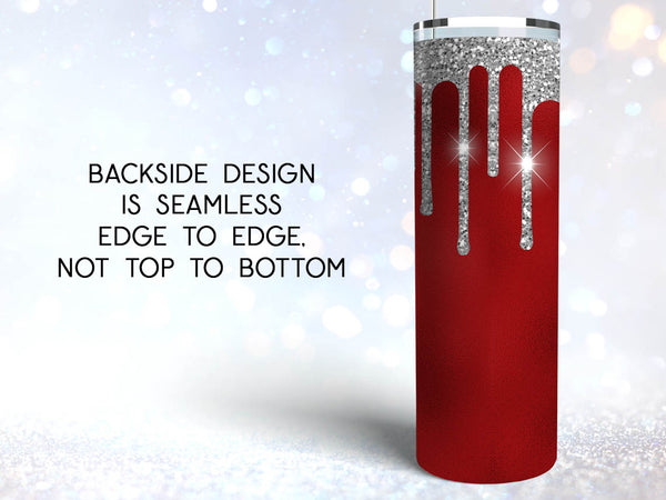 Tumbler Template Design - Silver Drip And Backgrounds PNG Sublimation 20 oz Skinny Tumbler High Resolution Instant Download Full Wrap Digital