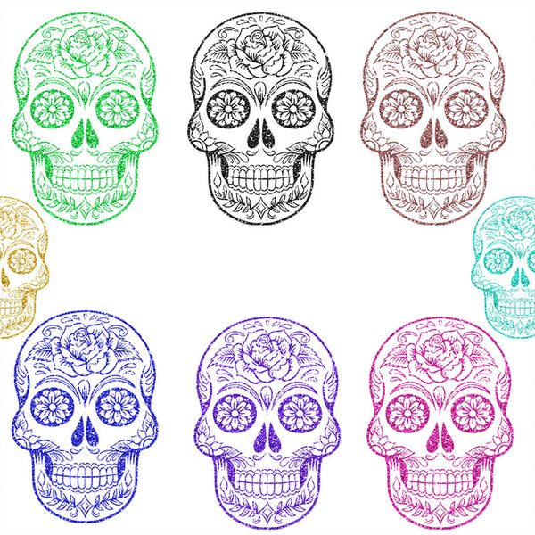 Skull Flower Glitter - Decorative Skull PNG Transparent Images - Instant Download Digital Clip art