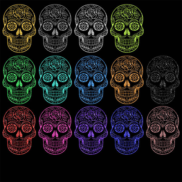 Skull Flower Glitter - Decorative Skull PNG Transparent Images - Instant Download Digital Clip art
