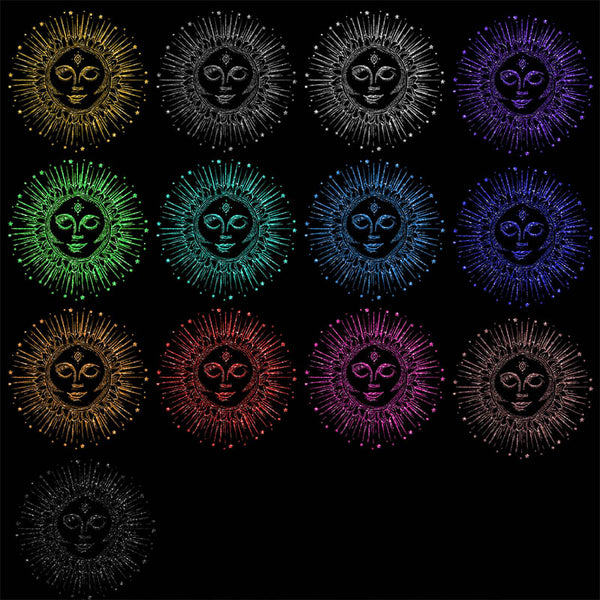 Sun with Face Glitter - 14 PNG Transparent Images - Instant Download Digital Clip art