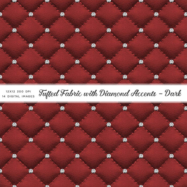 Tufted Fabric with Diamond Accents (Dark Colors) Digital Paper - Backgrounds Instant Download Digital Clip art