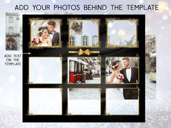 Tumbler Template Design - Black Satin And Gold Ribbon Design PNG Sublimation 20 oz Skinny Tumbler High Resolution Instant Download Full Wrap Digital