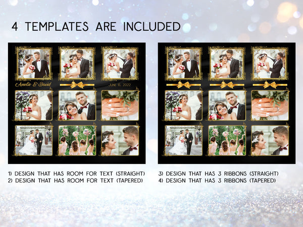 Tumbler Template Design - Black Satin And Gold Ribbon Design PNG Sublimation 20 oz Skinny Tumbler High Resolution Instant Download Full Wrap Digital