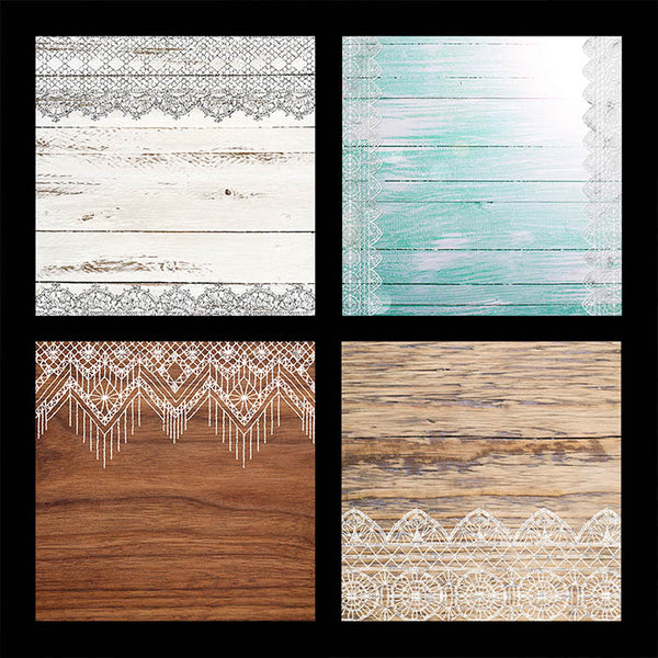 Rustic Wood & Lace 1 - 12 High Resolution Images - Instant Download Digital Clip art