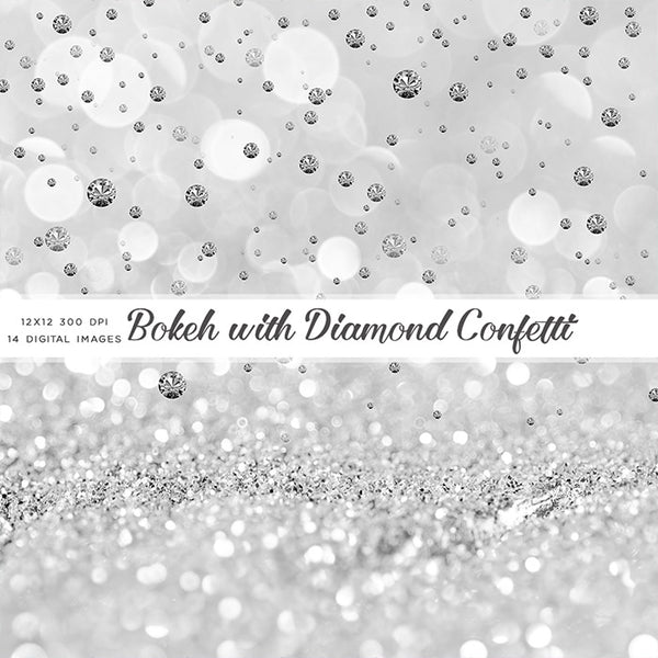 Bokeh with Diamond Confetti - Clip Art sparkly gemstone - 14 High Resolution Images - Instant Download Digital Clip art