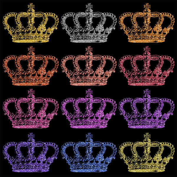 Glitter Crown 31 - 18 Different Colors PNG Transparent Images - Instant Download Digital Clip art