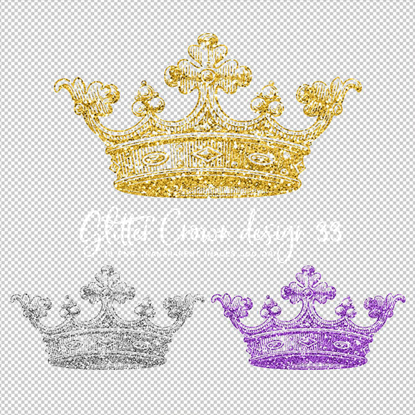 Glitter Crown 33 - 18 Different Colors PNG Transparent Images - Instant Download Digital Clip art