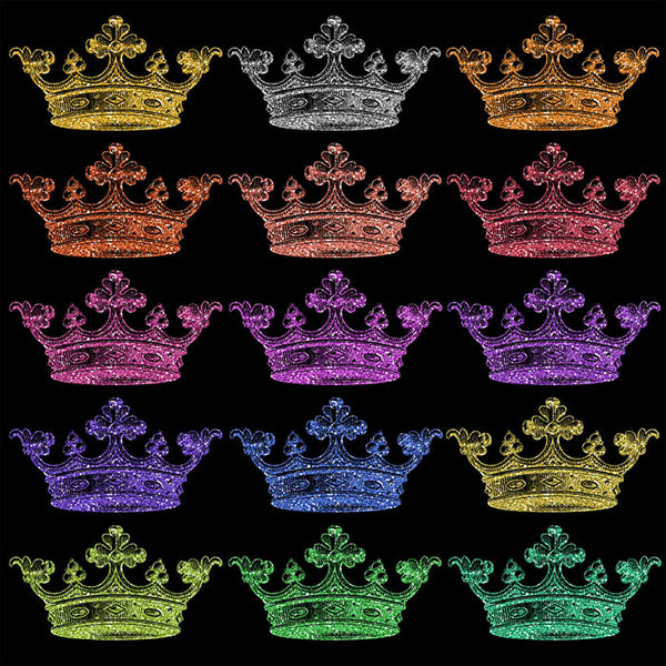 Glitter Crown 33 - 18 Different Colors PNG Transparent Images - Instant Download Digital Clip art