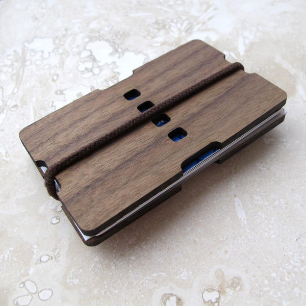 Walnut or Cherry Wood Wallet 2-Piece Slim Credit Card and/or Business Card Holder, Minimalist wallet boyfriend husband gift