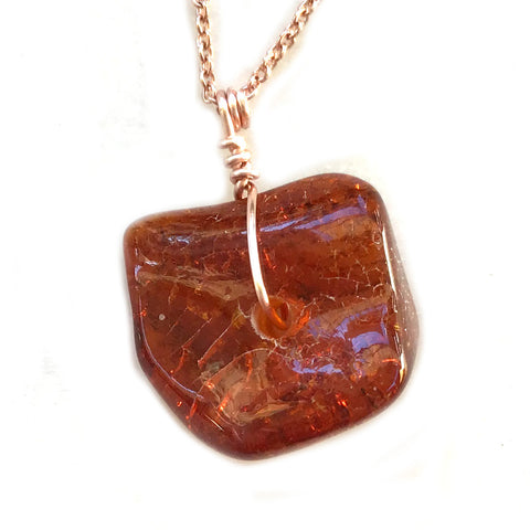 Genuine Natural Baltic Amber Necklace #03 - 16 Kt Rose Gold plated chain necklace Handmade Jewelry - Great gift