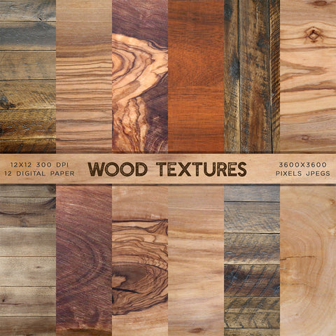 Wood Textures Volume 1 - 12 Backgrounds Digital Paper - Wood Variety Dark and Light Wood Grain Product background - Instant Download Digital Clipart