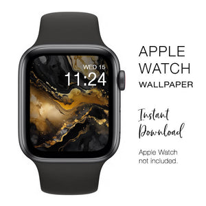Apple Watch WALLPAPER - Alcohol Black & Gold 1 - Instant Download - Watch Background Apple Watch face design