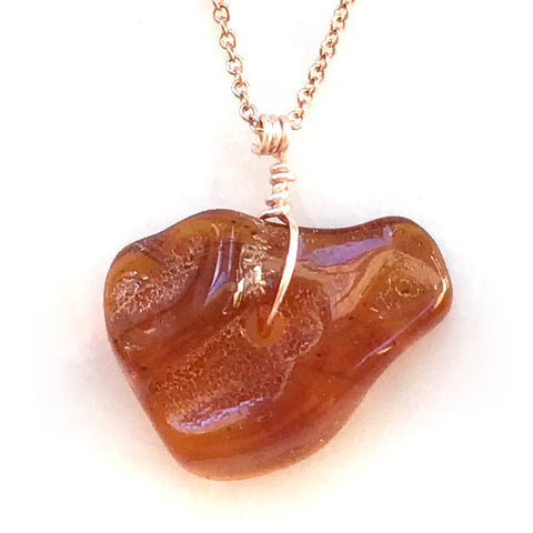 Genuine Natural Baltic Amber Necklace #09 - 16 Kt Rose Gold plated chain necklace Handmade Jewelry - Great gift
