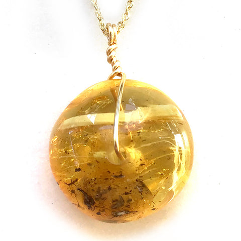 Genuine Natural Baltic Amber Necklace #13 - 16 Kt Gold plated chain necklace Handmade Jewelry - Great gift