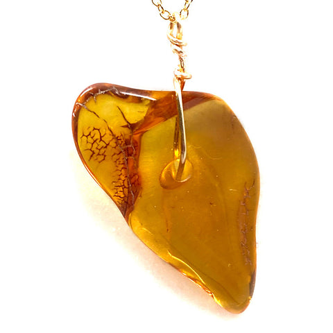 Genuine Natural Baltic Amber Necklace #20 - 16 Kt Gold plated chain necklace Handmade Jewelry - Great gift