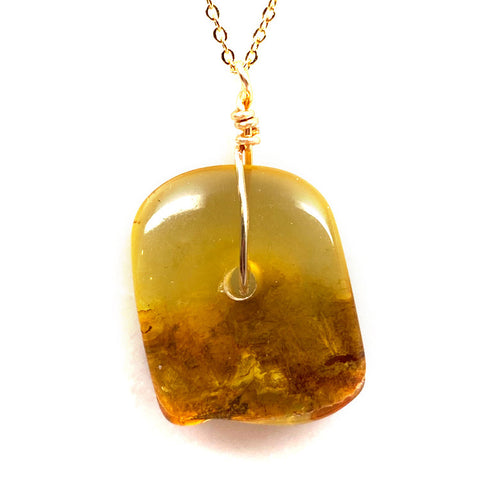 Genuine Natural Baltic Amber Necklace #24 - 16 Kt Gold plated chain necklace Handmade Jewelry - Great gift