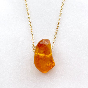 Genuine Natural Baltic Amber Necklace #54 - 16 Kt Gold plated chain necklace Handmade Jewelry - Great gift
