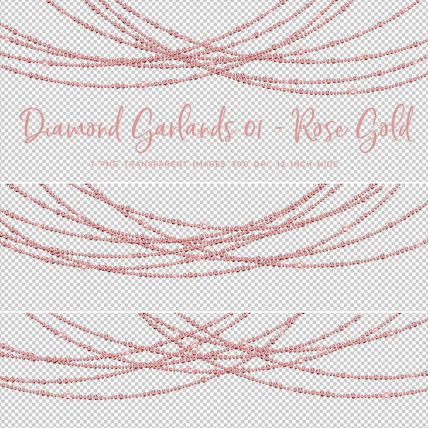 Diamond Garlands Like Lights Rose Gold - Clip Art diamonds hanging gemstone - 7 PNG Transparent Images High Resolution Instant Download Digital Clipart